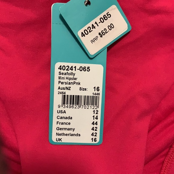 Seafolly Mini Hipster Bikini Bottoms in Bright Persian Pink - Picture 2 of 4